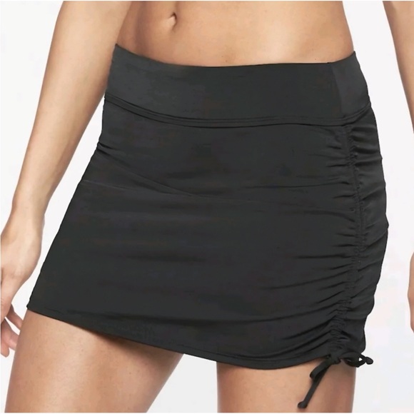 Athleta Other - NWT Athleta Aqualuxe Side Scrunch Swim Skirt Black Adjustable Size Small